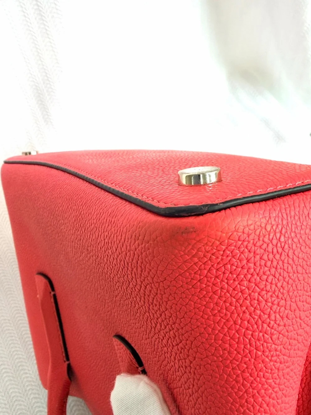 kate spade Margaux Coral Pink Pebbled Leather Satchel with Removable Strap